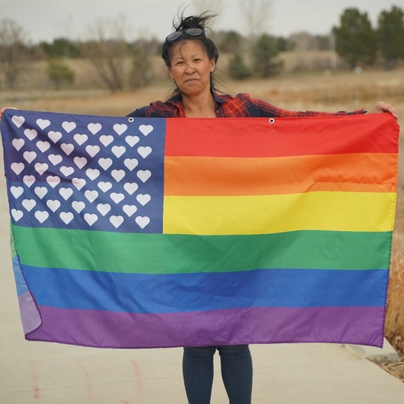 USA, American Flag, Hearts, Love (Wearable Flag, PRIDE, Flag with Sleeves, cape) - Picture 1 of 5